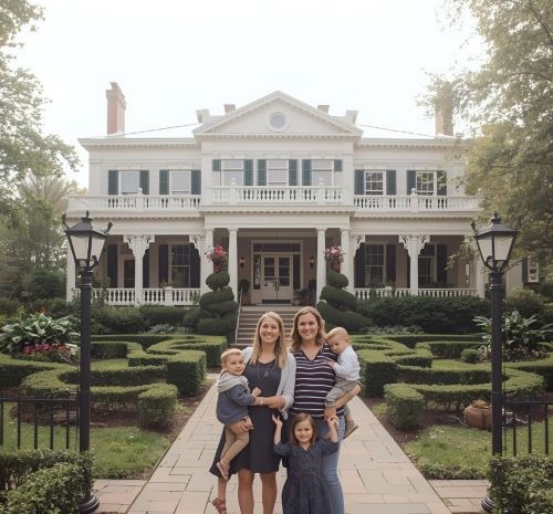 young family visiting the belle maede mansion in nashville