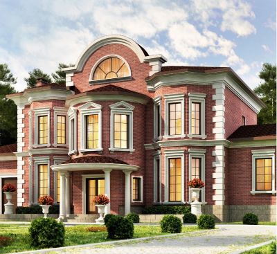 a large house with a large brick building