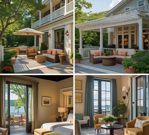 outdoors and hotelroom photo of a boutique hotel in traverse city 