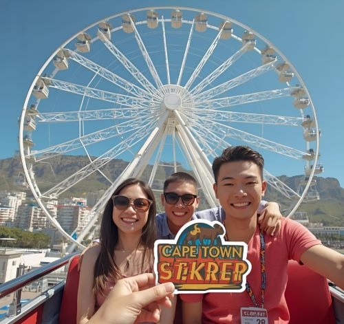 a group of people standing around a ferris wheel