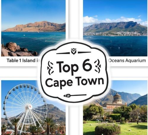 a collage of photos of of the top 6 attractions in cape town
