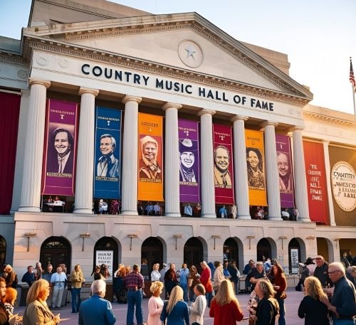 Outdoors photo of the Country Music Hall of Fame in Nashville