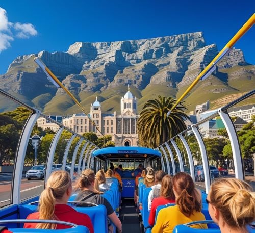 people enjoying a bus tour in cape town