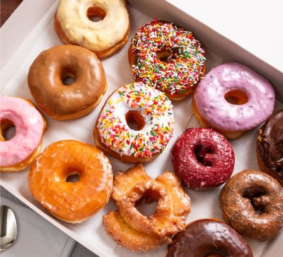 a box of assorted donuts and donuts