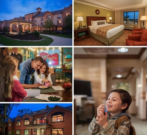 happy families enjoying hotel stay in grand rapids