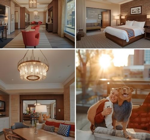 happy families enjoying hotel stay in grand rapids