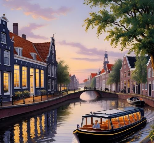a boat on a river with a boat in the water