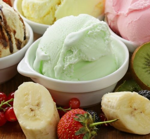 a variety of ice creams in bowls