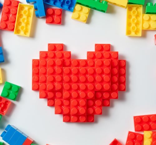 a heart shaped lego - style heart shaped legos