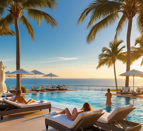 a luxurious pool of a hotel