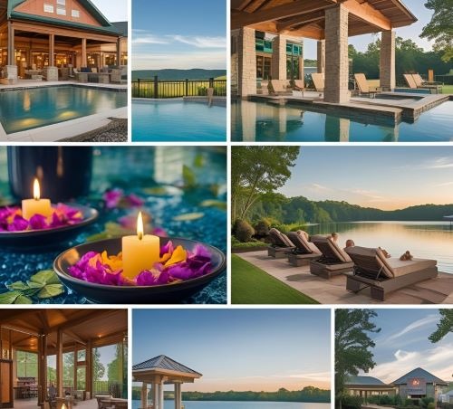 a collage of a collage of photos of a luxury spa hotel