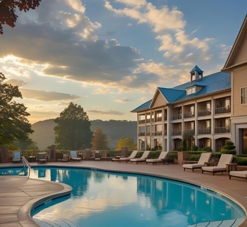 Pool at a luxury spa hotel