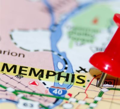 a map pin pinpoint map of memphis, where the city is located