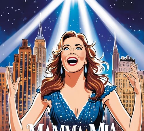 a woman in a blue dress with a star on her chest