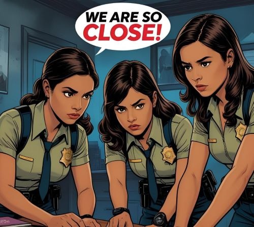 young detectives in search for a clue in a murder mystery