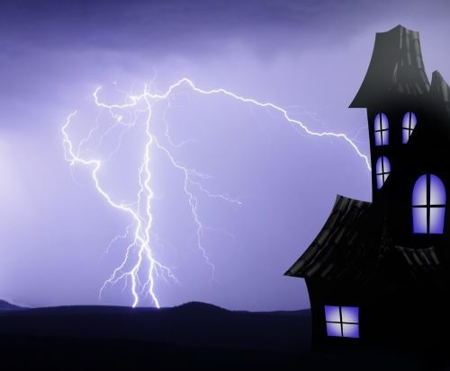a house with a lightning bolt 