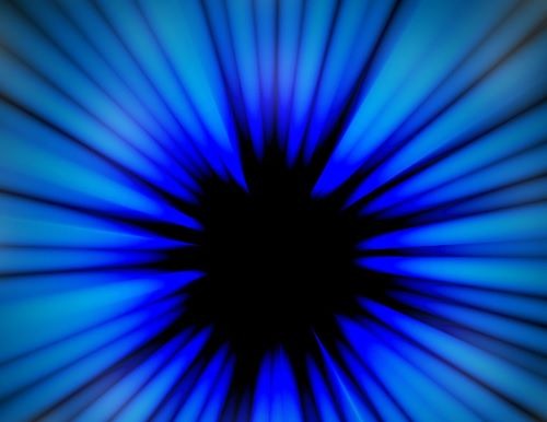 a blue and black background with a circular light