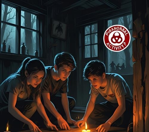 a group of people standing around a table with candles