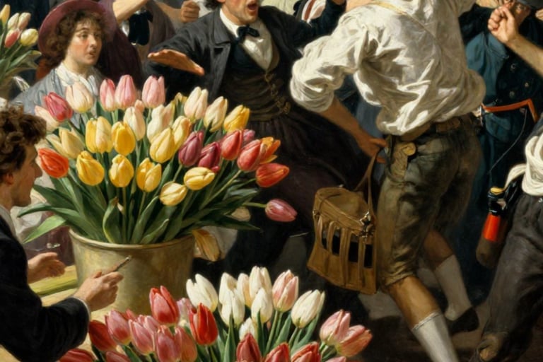 people panicking after the tulip burst in the Netherlands of 1637