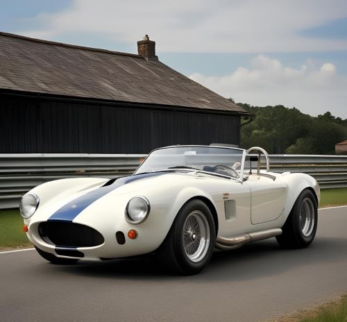 a white sports car driving down a road