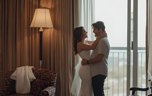 married couple in a romantic bedroom