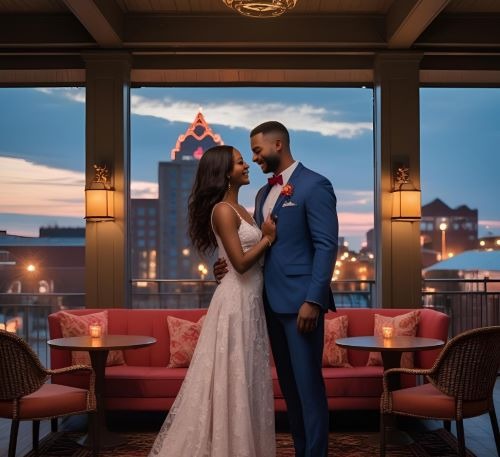 romantic couple at a hotel