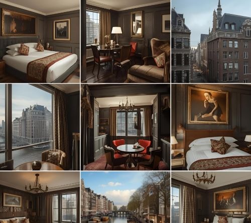 mixed photos of a romantic hotel in rotterdam
