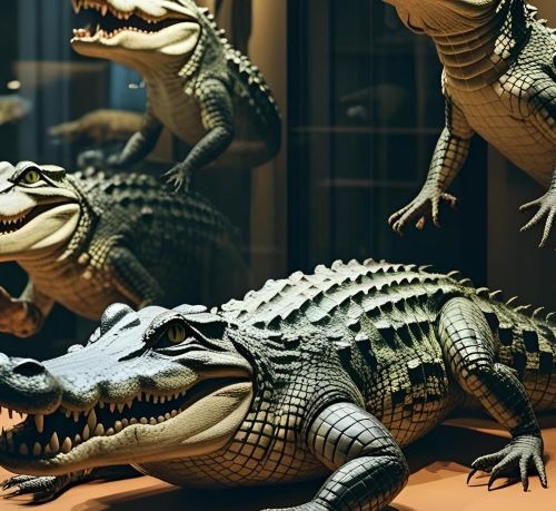 stuffed wild animals in a museum