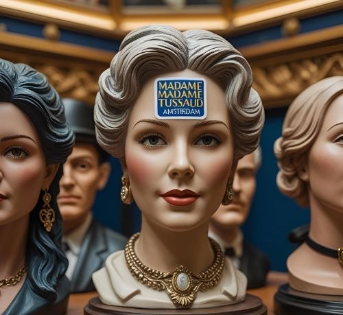 Lifelike wax figures at Madame Tussauds Amsterdam museum featuring detailed celebrity statues.