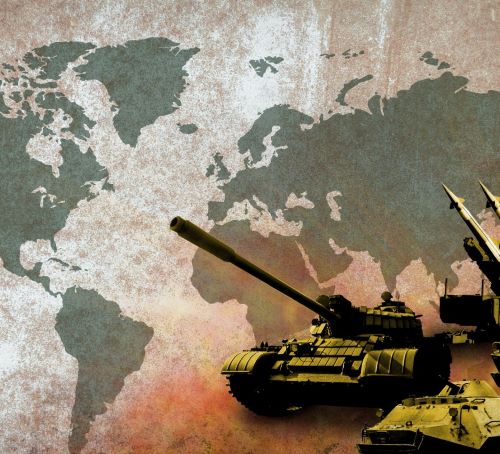 a group of tanks with missiles on a map