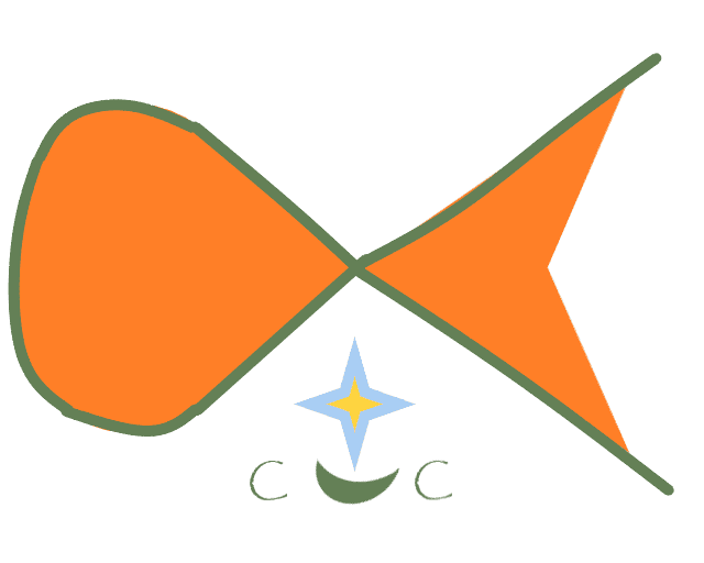 illustration, orange, poisson, alpha, étoile, initales