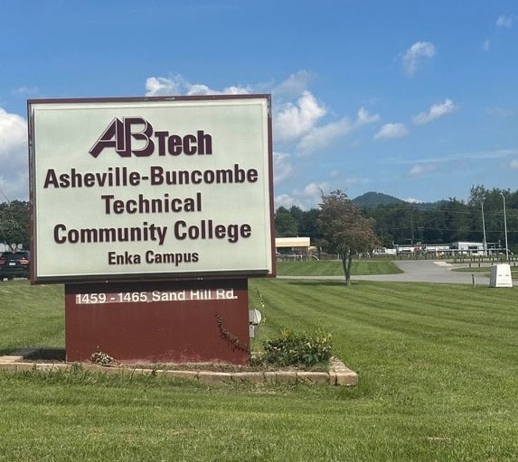 AB-Tech Asheville Buncombe Technical Community College Enka Campus sign representing commercial locksmith services 