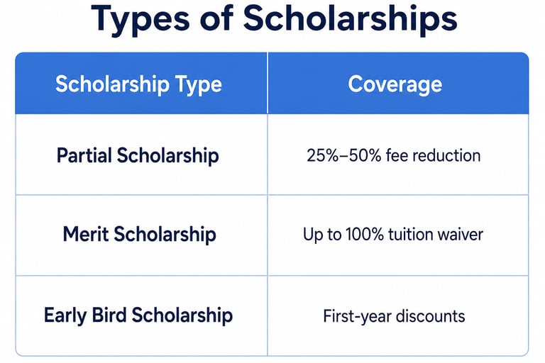 scholarship types and coverage for Finland