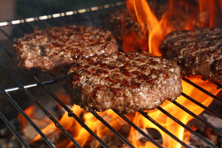 Grass Fed Beef Hamburgers cooking