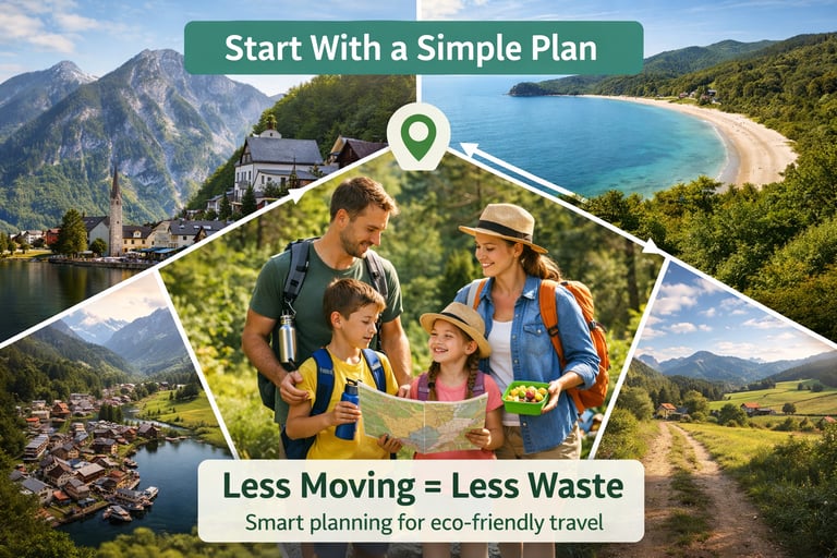 Eco-friendly travel planning collage