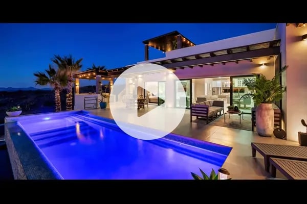 Professional video walkthrough of a high-end property in Cabo at dusk