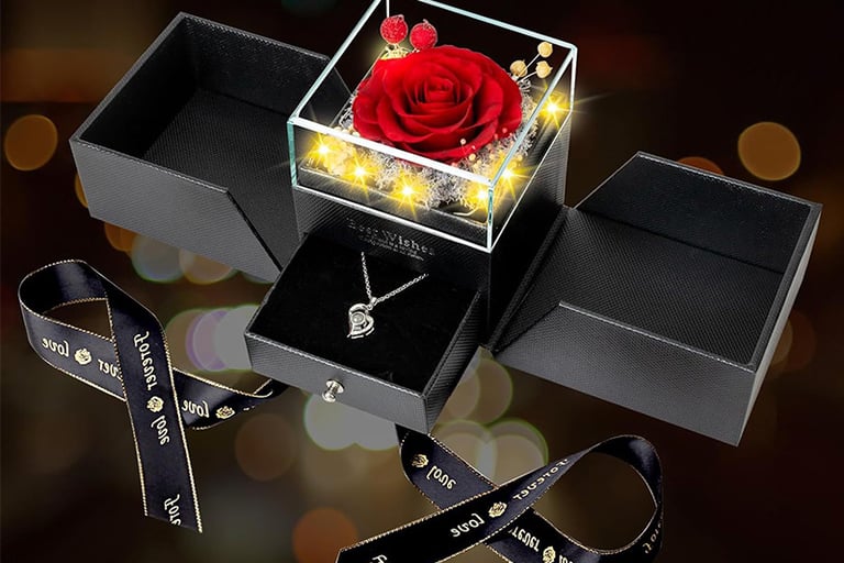 LED Light Gift Box with Preserved Roses