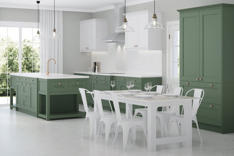Cocina moderna con cubierta de cuarzo blanco Calacatta instalada por Warner Stone en Santiago.
