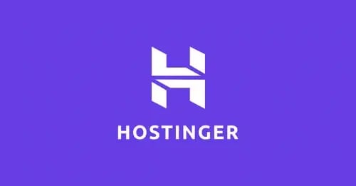a purple and white logo for hostinger
