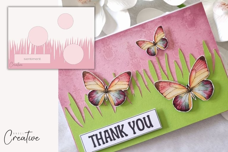 Card making sketch and a handmade card that matches the sketch