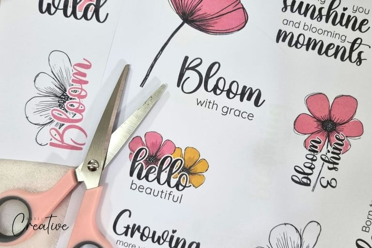 Sheets with spring sentiments and flowers