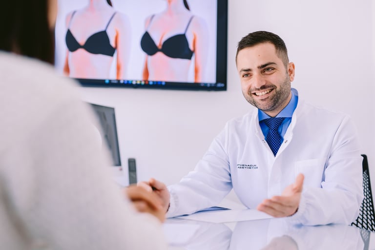 Dr Antonios Diamantopoulos during patient consultation at Athenaeum Aesthetics