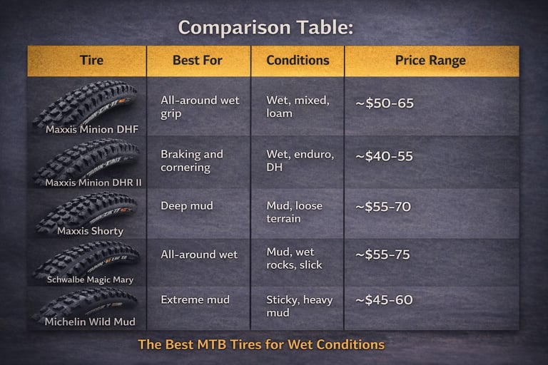 mtb wet tire comparison chart