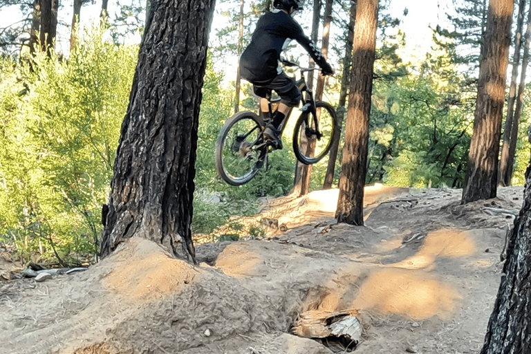 mountain biker leveling out the bike mid air