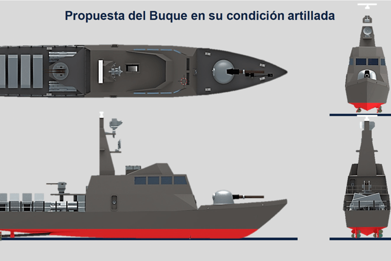 a ship with a large boat in the middle of it