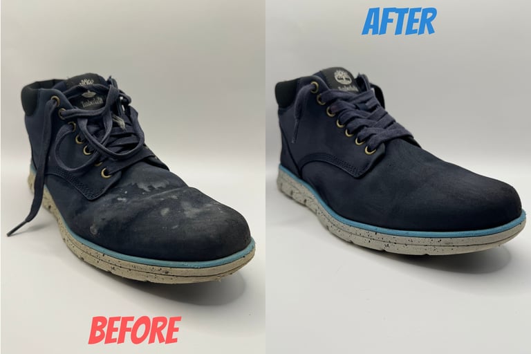 KicksReboot carried out a deep cleaning  of Timberland Brandstreet Chukka, comparison of shoes before and after the process
