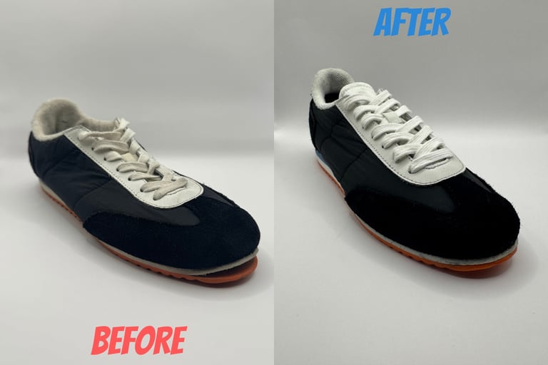 KicksReboot carried out a deep renovation of Mango Sneakers, comparison of shoes before and after the process