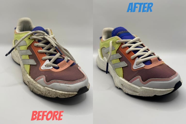 KicksReboot carried out a deep renovation of Adidas Karlie Kloss, comparison of shoes before and after the process