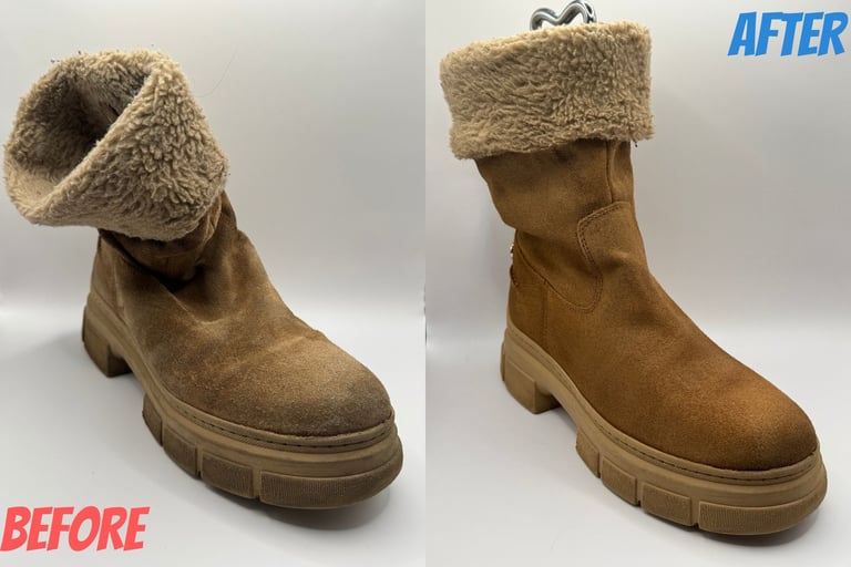 KicksReboot carried out a deep cleaning of Tommy Hilfiger Boots, comparison of shoes before and after the process