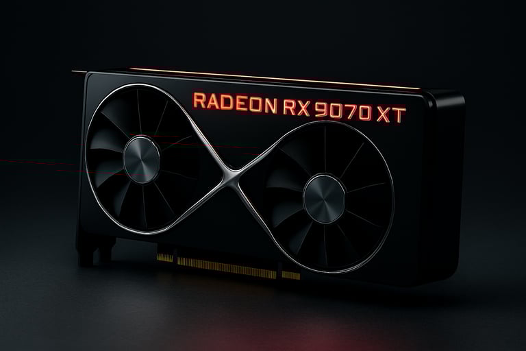 Radeon RX 9070 XT with red LED and dual fans